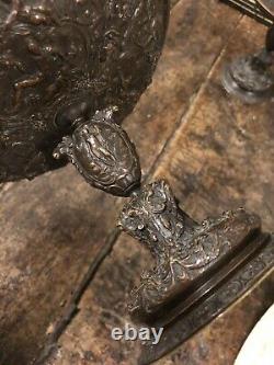 Paire de Coupe Cassolette Bronze XIXeme Napoléon III Pendule Ancien Antique