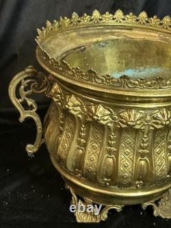 Paire de Jardinières en laiton repoussé et bronze doré Epoque Napoléon III