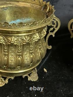 Paire de Jardinières en laiton repoussé et bronze doré Epoque Napoléon III