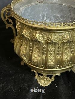 Paire de Jardinières en laiton repoussé et bronze doré Epoque Napoléon III