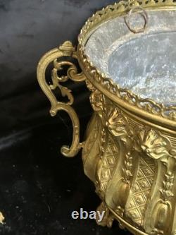 Paire de Jardinières en laiton repoussé et bronze doré Epoque Napoléon III