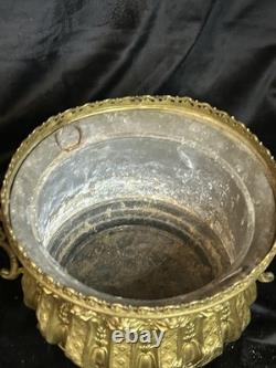 Paire de Jardinières en laiton repoussé et bronze doré Epoque Napoléon III