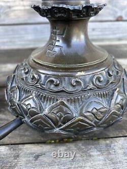 Paire de Lampe a Pétrole Bronze Indochine Ancien Oil Lamp Chine Napoléon III