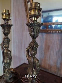 Paire de Pieds de Lampes en Bronze