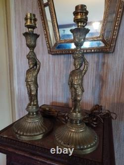 Paire de Pieds de Lampes en Bronze