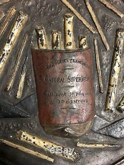 Paire de Plaque Bronze Publicité Tabac Caporal Cigarette Napoléon III Ancien