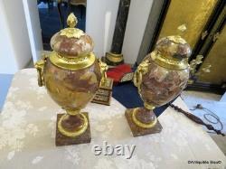 Paire de Pots de Feux Cassolettes marbre et bronze époque Napoléon III 41cm
