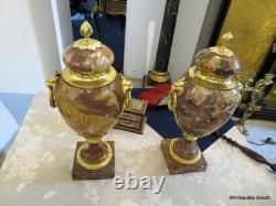 Paire de Pots de Feux Cassolettes marbre et bronze époque Napoléon III 41cm