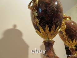 Paire de Pots de Feux Cassolettes marbre et bronze époque Napoléon III 41cm