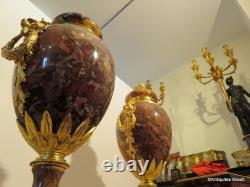 Paire de Pots de Feux Cassolettes marbre et bronze époque Napoléon III 41cm