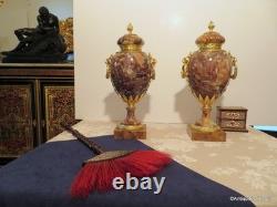 Paire de Pots de Feux Cassolettes marbre et bronze époque Napoléon III 41cm