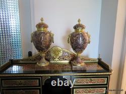 Paire de Pots de Feux Cassolettes marbre et bronze époque Napoléon III 41cm