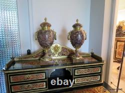 Paire de Pots de Feux Cassolettes marbre et bronze époque Napoléon III 41cm