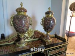 Paire de Pots de Feux Cassolettes marbre et bronze époque Napoléon III 41cm