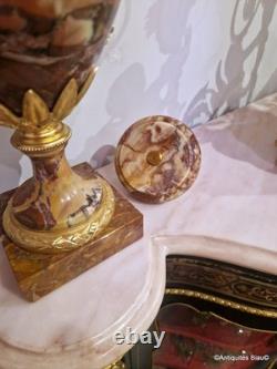 Paire de Pots de Feux Cassolettes marbre et bronze époque Napoléon III 41cm