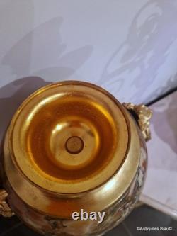 Paire de Pots de Feux Cassolettes marbre et bronze époque Napoléon III 41cm