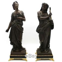 Paire de Sculpture en Bronze Napoleon III le Muses Clio et Terpsichore -du 19ème