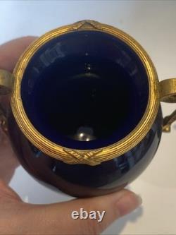 Paire de Vases Ancien Sèvres Porcelaine Bleu et Bronze Ormolu