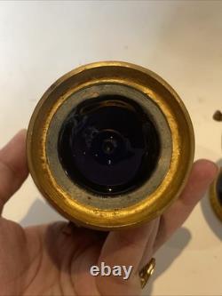 Paire de Vases Ancien Sèvres Porcelaine Bleu et Bronze Ormolu