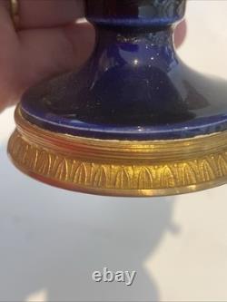 Paire de Vases Ancien Sèvres Porcelaine Bleu et Bronze Ormolu