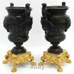 Paire de Vasques Vases Cassolettes d'époque Napoleon III -en Bronze doré 19ème