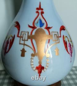 Paire de belles lampes à pétrole 19ème Napoléon III Faïence Bronze Laiton CA51