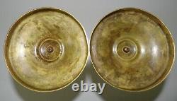 Paire de bougeoirs anciens (Kerzenhalter) bronze doré 33 cm
