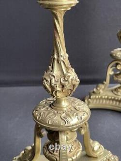 Paire de bougeoirs bronze XIXème Bronze doré