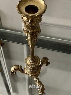 Paire de bougeoirs / flambeaux en bronze doré époque Napoleon III