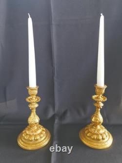 Paire de candélabre bougeoir en bronze doré époque XIX vers 1860 Napoléon III