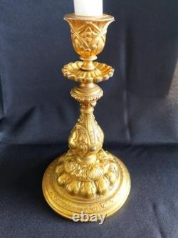 Paire de candélabre bougeoir en bronze doré époque XIX vers 1860 Napoléon III