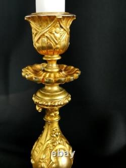 Paire de candélabre bougeoir en bronze doré époque XIX vers 1860 Napoléon III