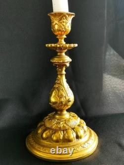 Paire de candélabre bougeoir en bronze doré époque XIX vers 1860 Napoléon III