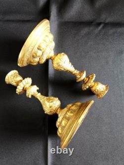 Paire de candélabre bougeoir en bronze doré époque XIX vers 1860 Napoléon III