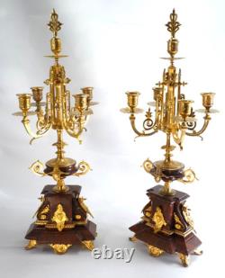 Paire de candélabres Napoléon III chandeliers bronze candelabras pendule clock
