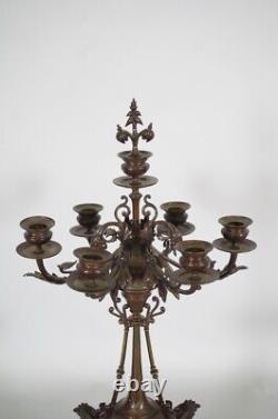 Paire de candélabres Napoléon III en bronze style Barbedienne