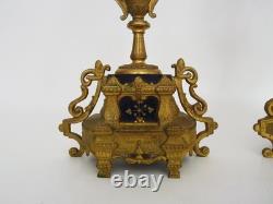 Paire de candélabres à 4 branches bronze et marbre style Napoléon III. XIXème