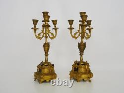Paire de candélabres à 4 branches bronze et marbre style Napoléon III. XIXème