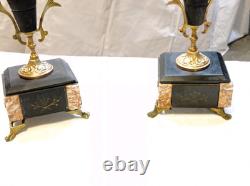 Paire de candélabres anciens style Napoléon III 5 branches bronze doré et m