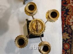 Paire de candélabres anciens style Napoléon III 5 branches bronze doré et m