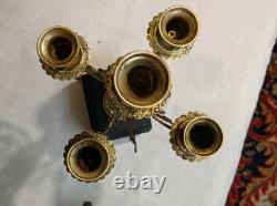 Paire de candélabres anciens style Napoléon III 5 branches bronze doré et m