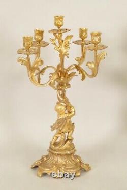 Paire de candélabres bronze doré bambins style Louis XV Napoléon III