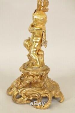 Paire de candélabres bronze doré bambins style Louis XV Napoléon III
