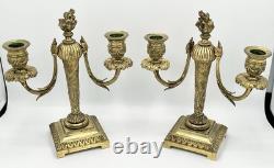 Paire de candélabres bronze doré style Louis XVI Napoléon III XIXème