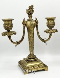 Paire de candélabres bronze doré style Louis XVI Napoléon III XIXème