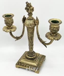 Paire de candélabres bronze doré style Louis XVI Napoléon III XIXème