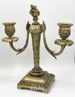 Paire de candélabres bronze doré style Louis XVI Napoléon III XIXème