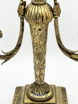 Paire de candélabres bronze doré style Louis XVI Napoléon III XIXème