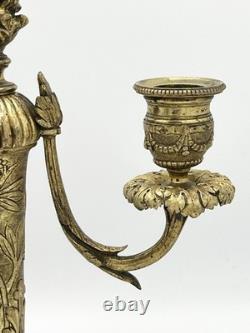 Paire de candélabres bronze doré style Louis XVI Napoléon III XIXème