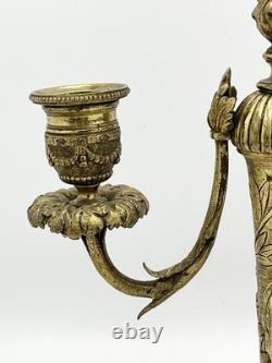 Paire de candélabres bronze doré style Louis XVI Napoléon III XIXème